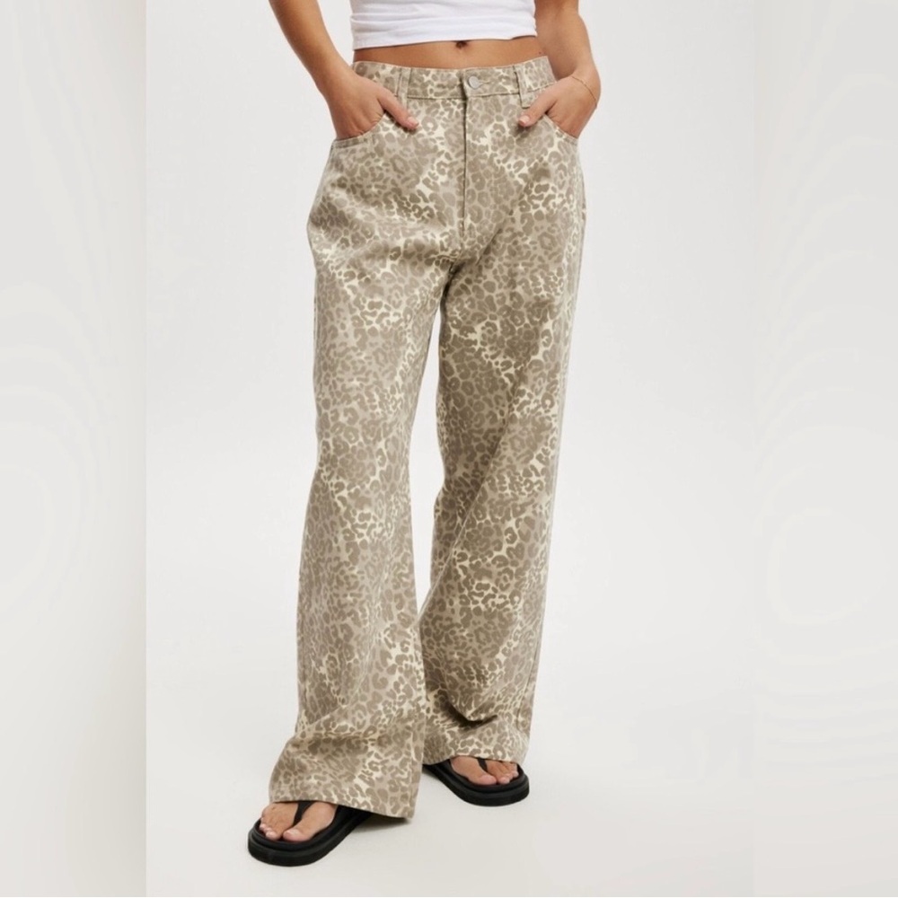 Cotton On Beige Animal Print Super Baggy Pants